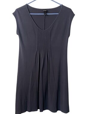 Eileen Fisher silk  Pleated V-Neck Cap Sleeve Top - Charcoal XS
